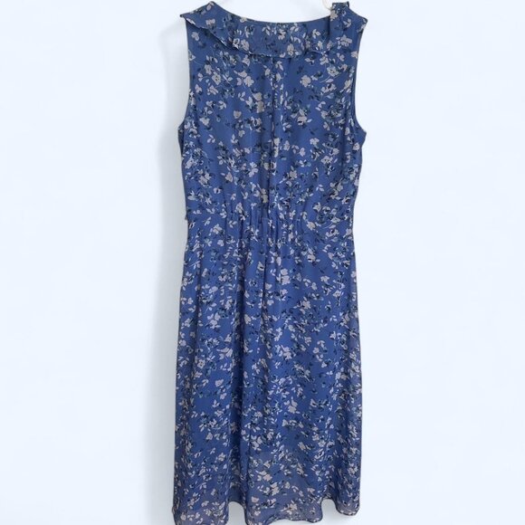 Blue Floral Wrap-Style Dress - Picture 2 of 8